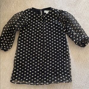 Zara back and cream polka dot dress